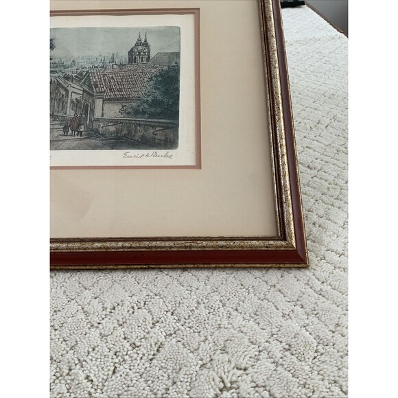 Original Signed Emil Wanke  Etching Depicts The Castle Steps In Prague,Czech. - Picture 6 of 14